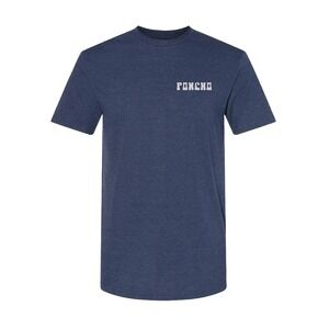 Poncho Outdoors Mens Graphic T-Shirt Heather Navy Blue Stacked Logo Size M